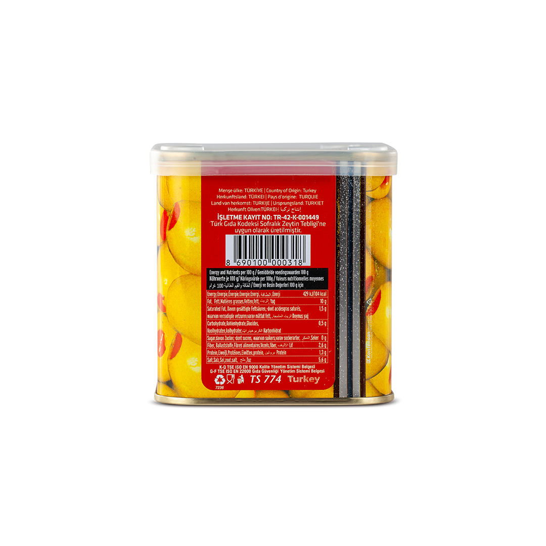 Yeşil Zeytin Biberli XL Kalibre 201-230 600 gr Tnk