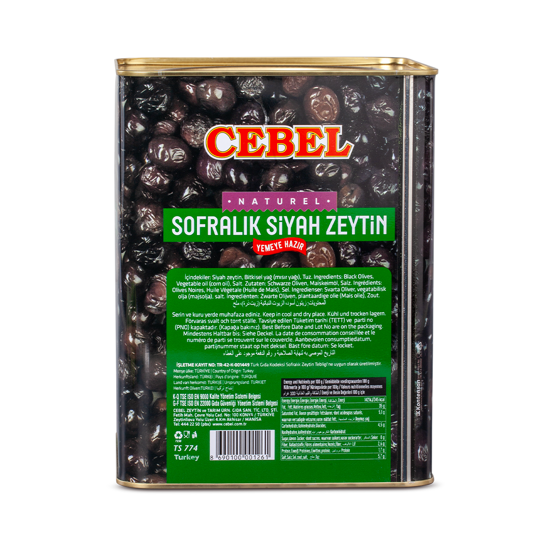 Siyah Zeytin S Kalibre 321-350 3500 gr Tnk