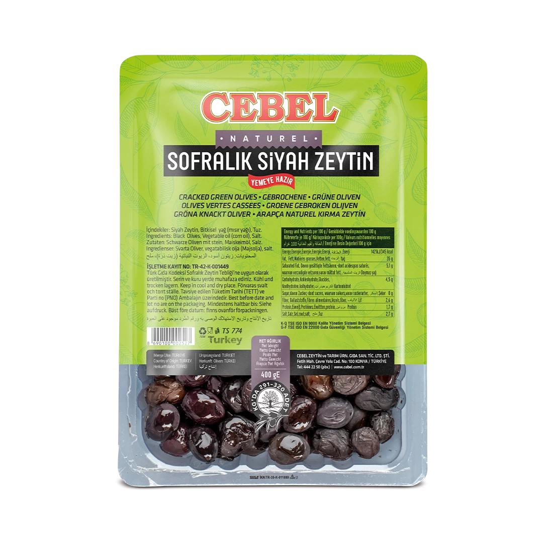 Siyah Zeytin S Kalibre 291-320 400 gr Vak.