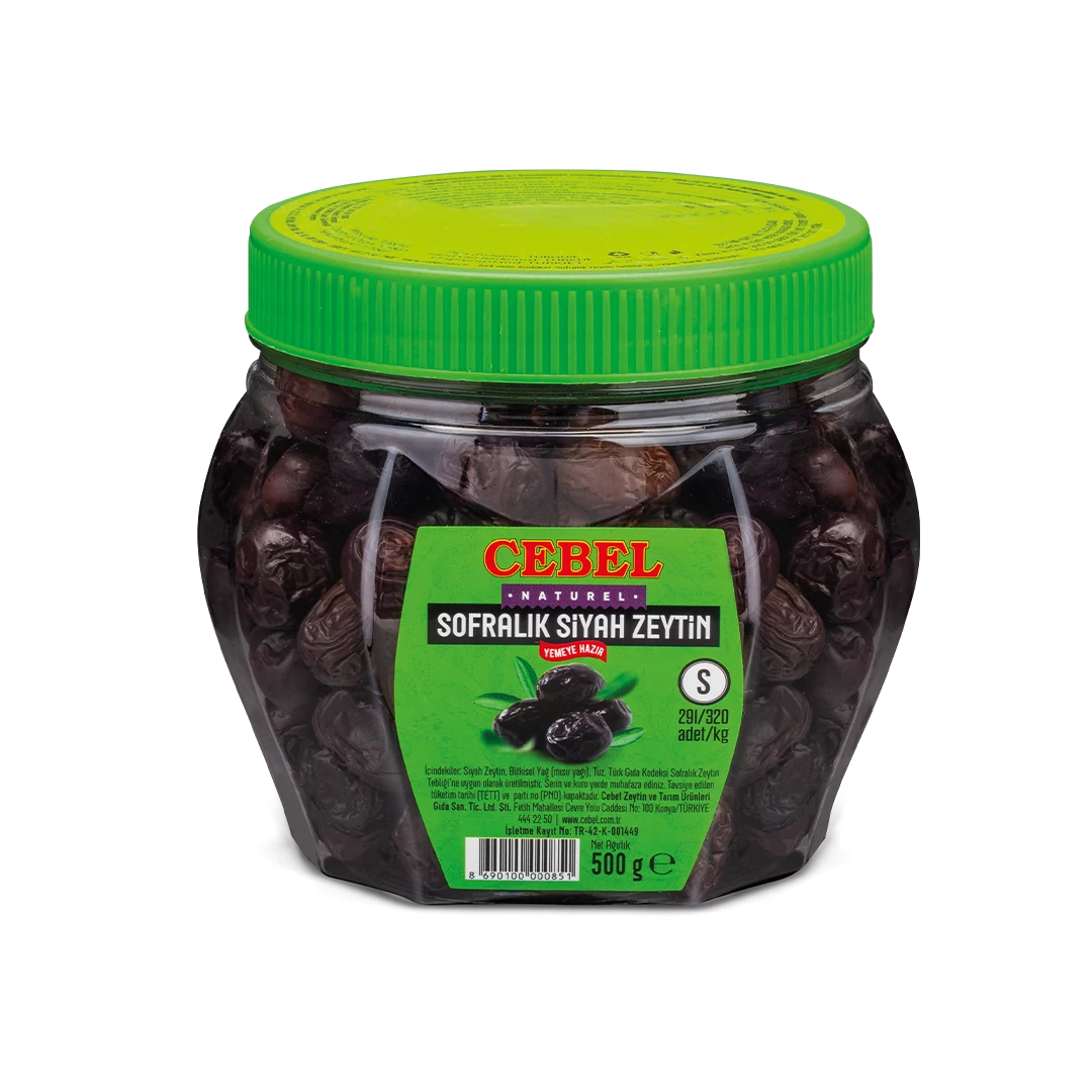 Siyah Zeytin S Kalibre 291-320 500 gr Pet