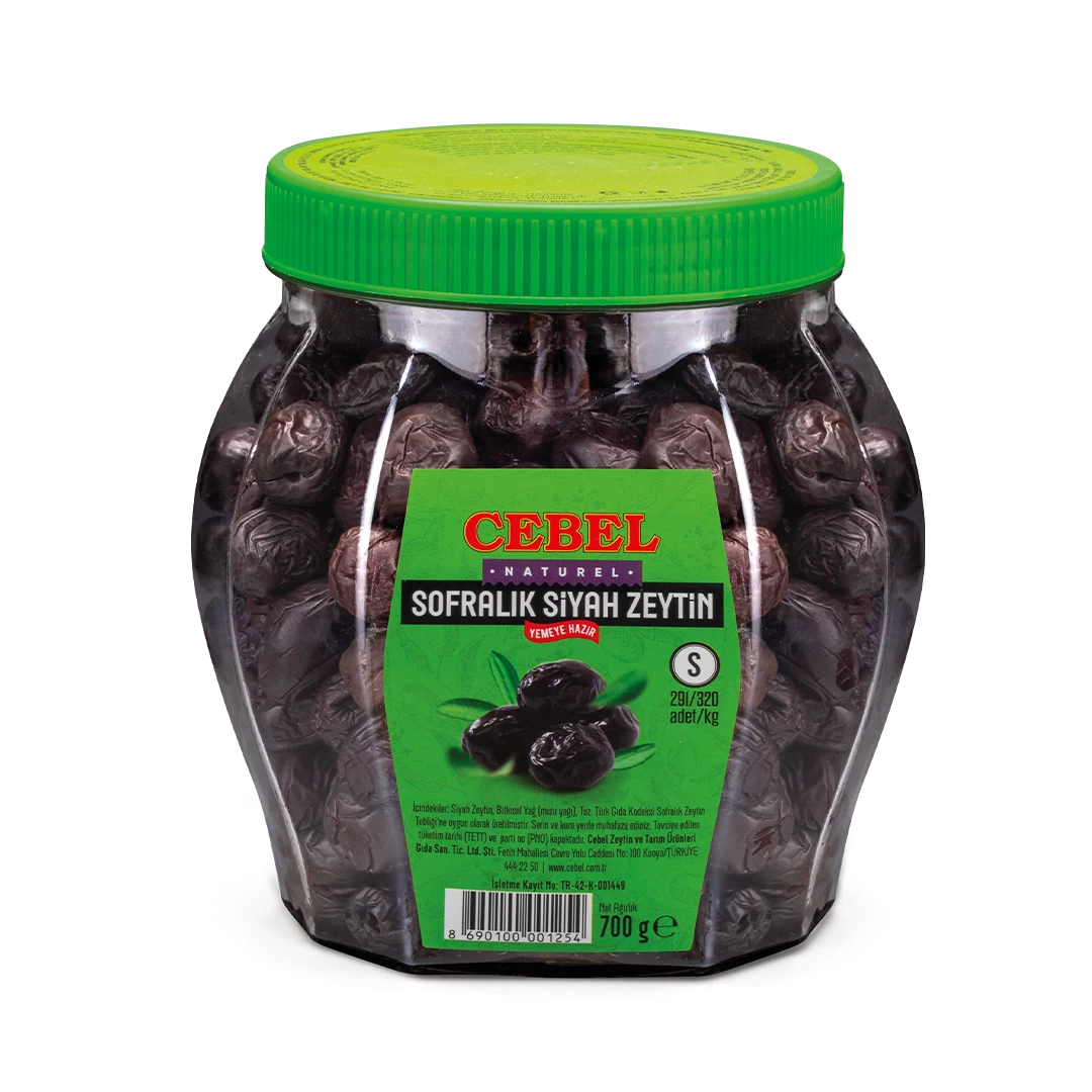 siyah zeytin s kalibre 291-320 700 gr pet