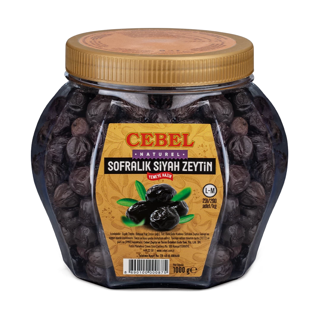 Siyah Zeytin L-M Kalibre 231-290 1000 gr Pet