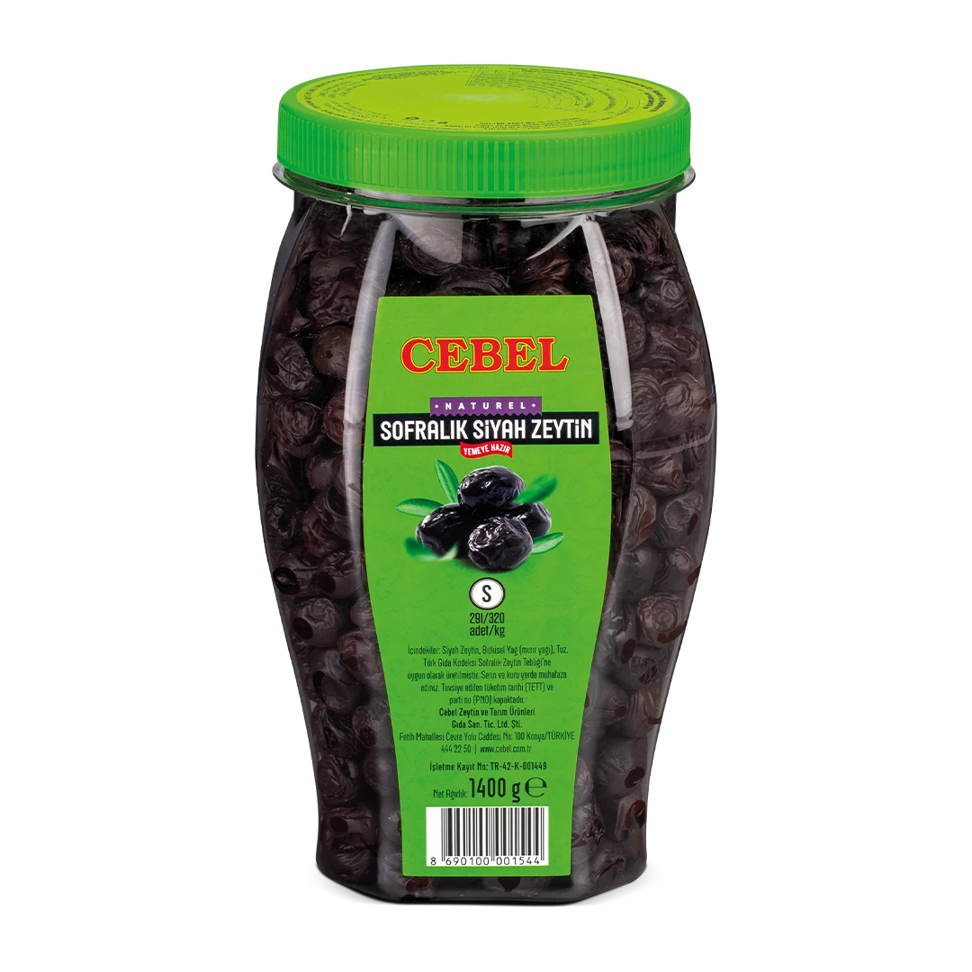 Siyah Zeytin S Kalibre 291-320 1400 gr Pet