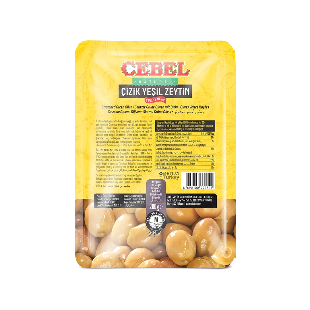 yeşil zeytin çizik m kalibre 261-290 200 gr vak.